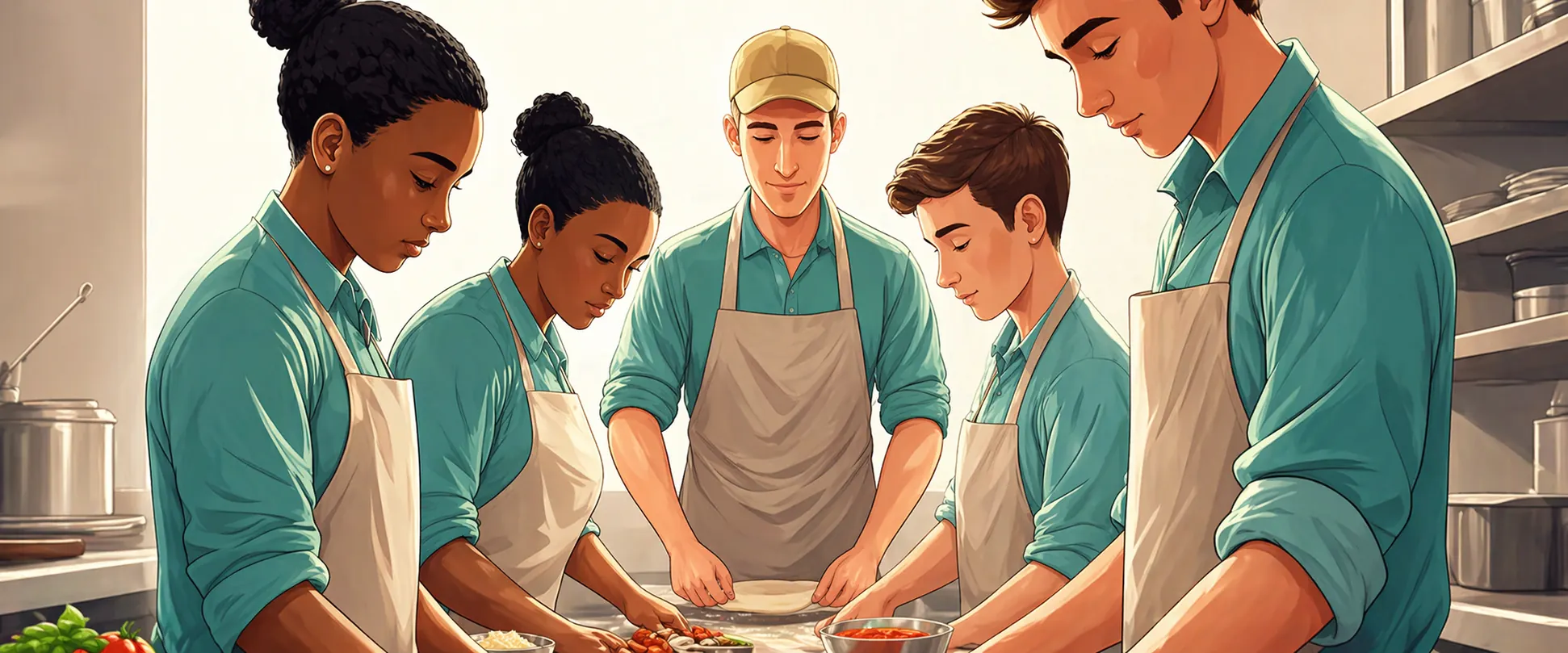 Hero background – students making pizza